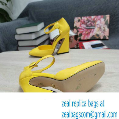 Dolce  &  Gabbana Heel 6.5cm/10.5cm Patent leather Mary Janes Yellow with Geometric Heel 2022